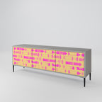 SKATEBOARD ARTISTRY 3-Door TV Stand in Grey Finish