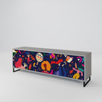 FESTIVE PLEASURES 3-Door TV Stand in Grey Finish