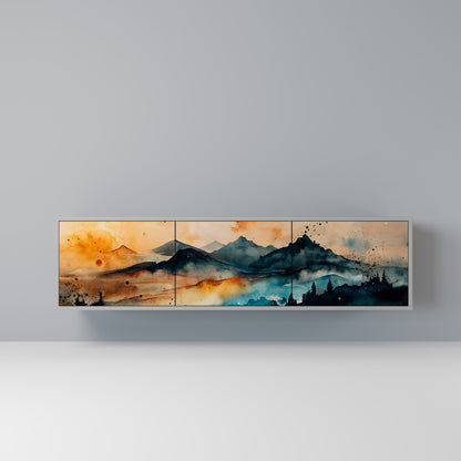 OMINOUS MOUNTAINS 3-dörrars TV-bänk i grå finish