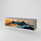 OMINOUS MOUNTAINS 3-Door TV Stand in Grey Finish