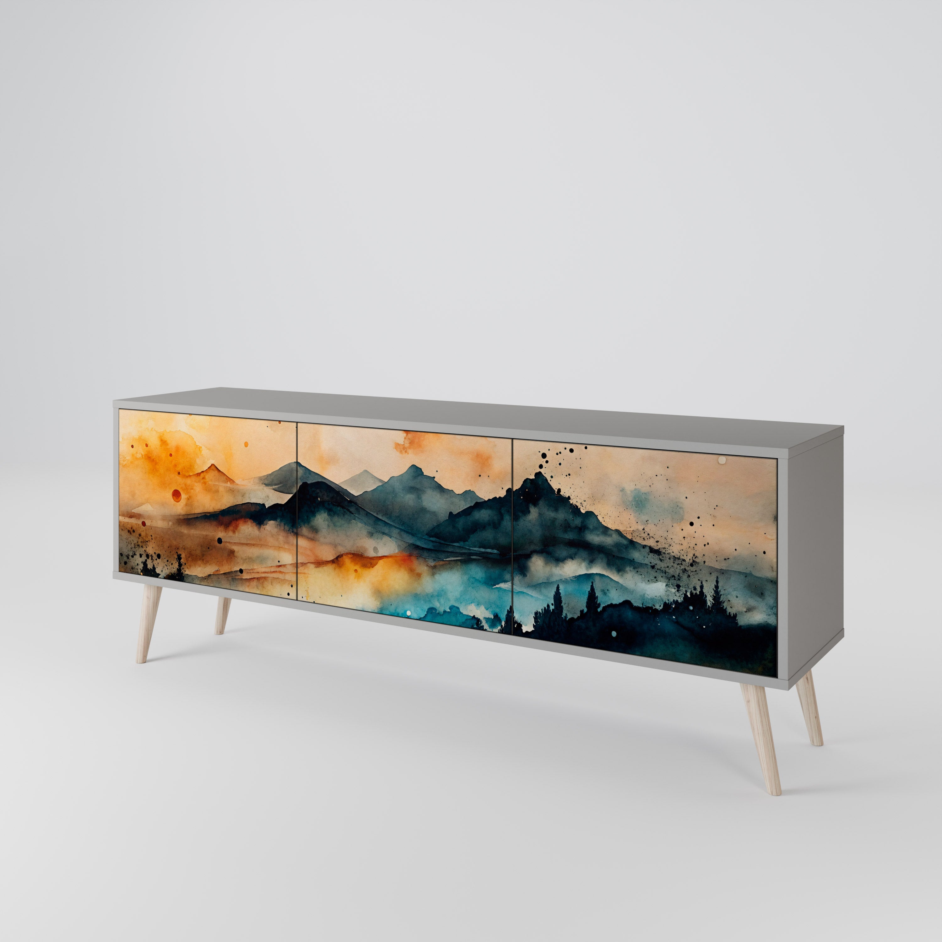 OMINOUS MOUNTAINS TV-bänk med 3 dörrar
