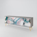 VELVET CROSSING 3-Door TV Stand in Grey Finish