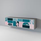 COMBINATION OF SHAPES 3-Door TV Stand in Grey Finish