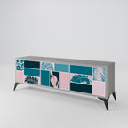 COMBINATION OF SHAPES 3-Door TV Stand in Grey Finish