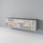 TROPICAL SHAPES 3-Door TV Stand in Grey Finish