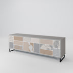 TROPICAL SHAPES 3-Door TV Stand in Grey Finish