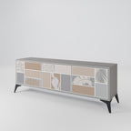 TROPICAL SHAPES 3-Door TV Stand in Grey Finish