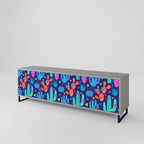 CACTUS VIBES 3-Door TV Stand in Grey Finish