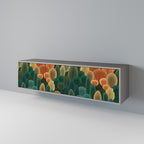 AUTUMN KALEIDOSCOPE 3-Door TV Stand in Grey Finish