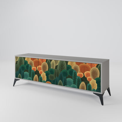 AUTUMN KALEIDOSCOPE 3-Door TV Stand in Grey Finish