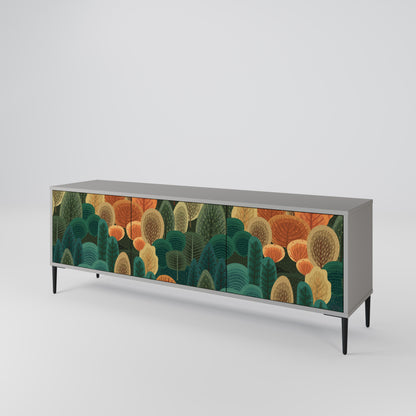 AUTUMN KALEIDOSCOPE 3-Door TV Stand in Grey Finish