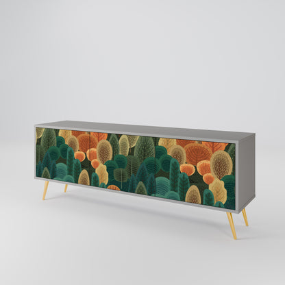 AUTUMN KALEIDOSCOPE 3-Door TV Stand in Grey Finish