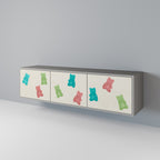 GUMMY BEARS 3-Door TV Stand in Grey Finish