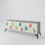 GUMMY BEARS 3-Door TV Stand in Grey Finish