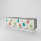 GUMMY BEARS 3-Door TV Stand in Grey Finish