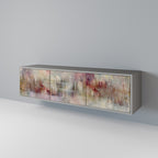 VEILED SUMMIT 3-Door TV Stand in Grey Finish