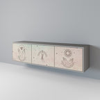 DELICATE BEAUTY 3-Door TV Stand in Grey Finish