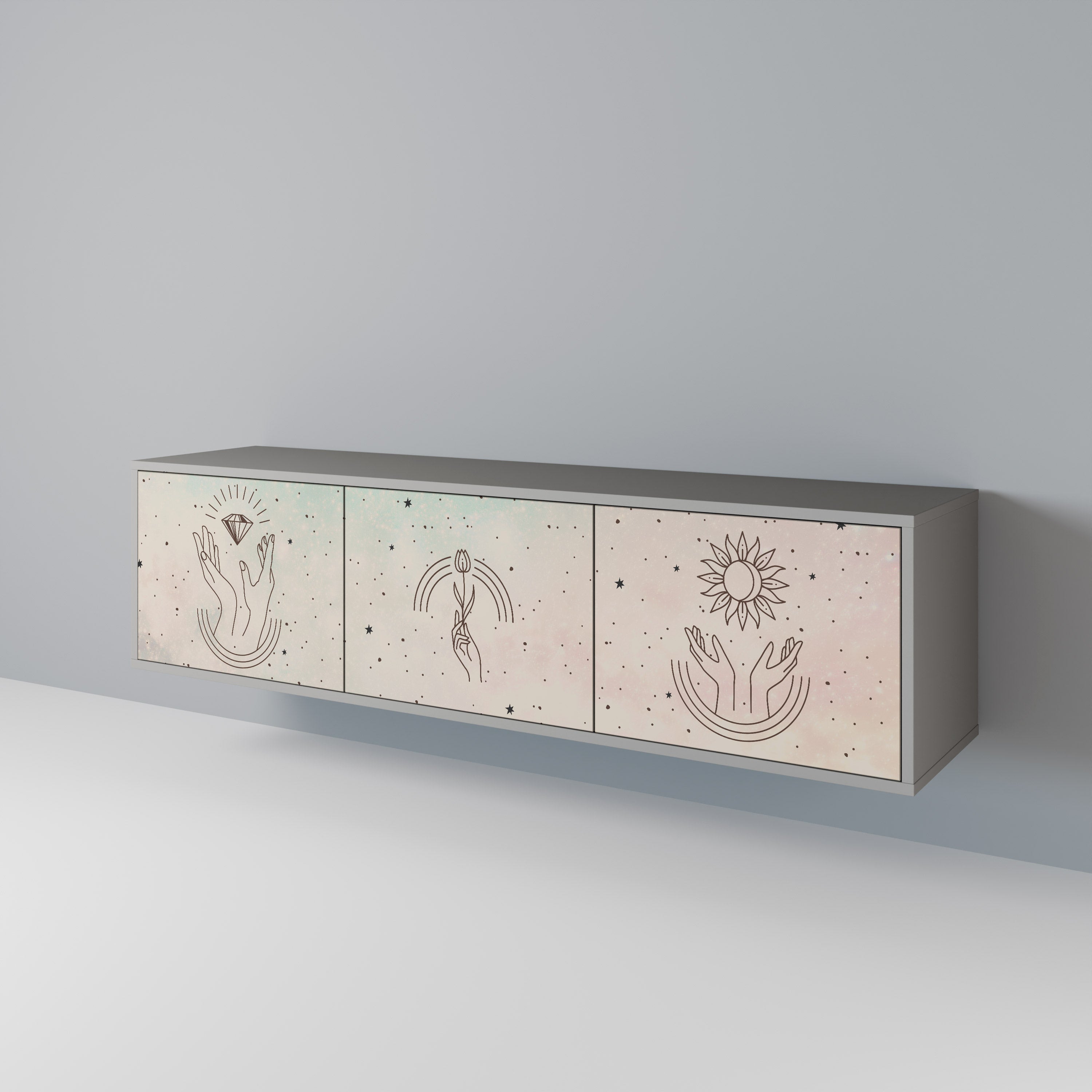 DELICATE BEAUTY TV-bänk med 3 dörrar