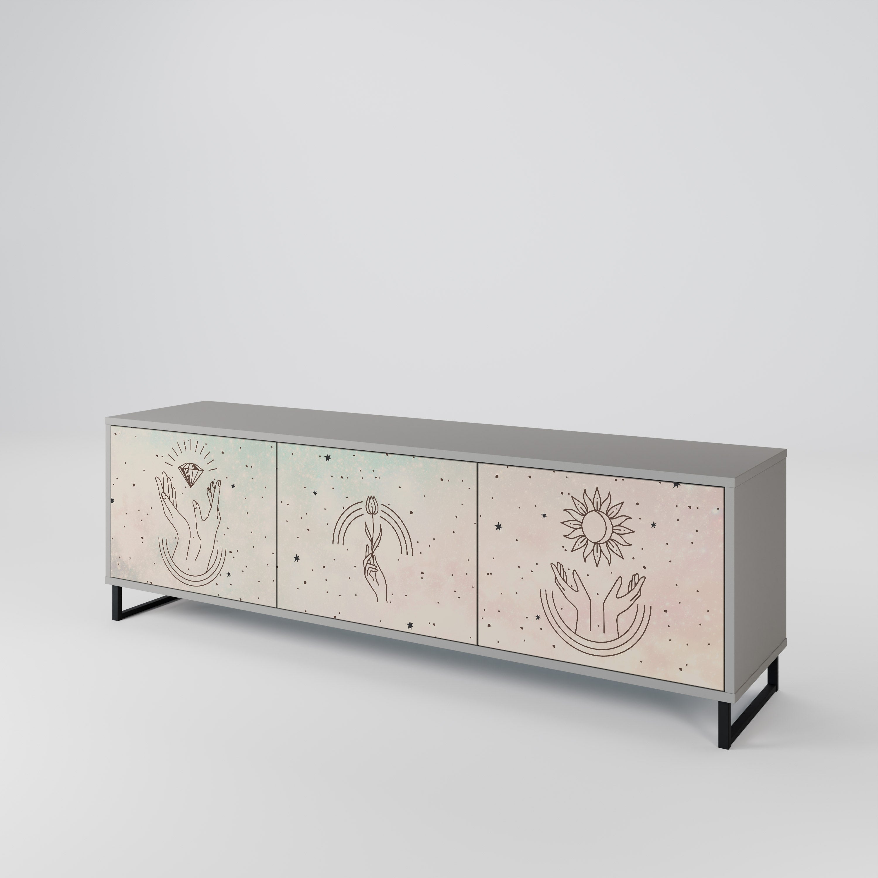DELICATE BEAUTY TV-bänk med 3 dörrar