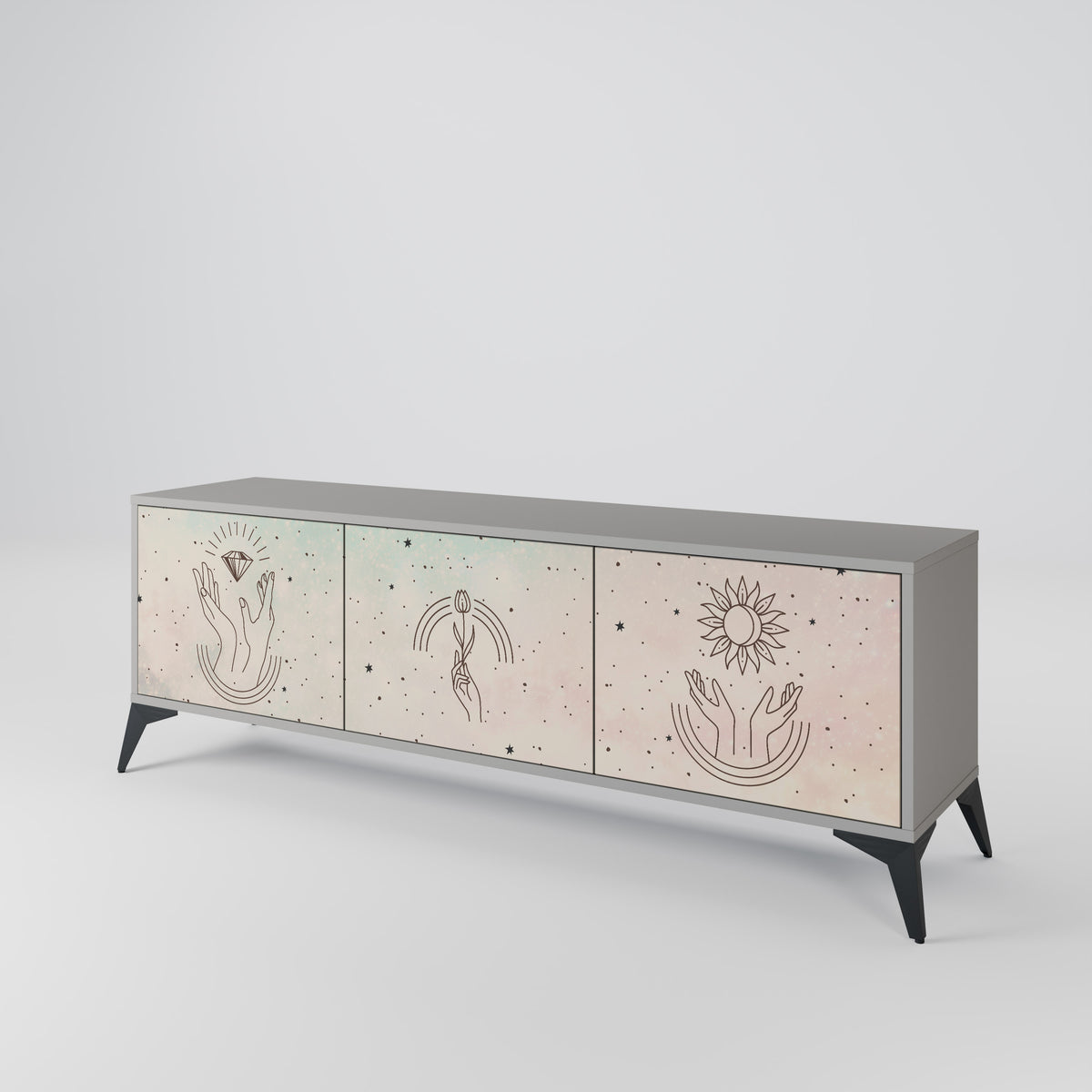 DELICATE BEAUTY TV-bänk med 3 dörrar