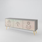 DELICATE BEAUTY 3-Door TV Stand in Grey Finish