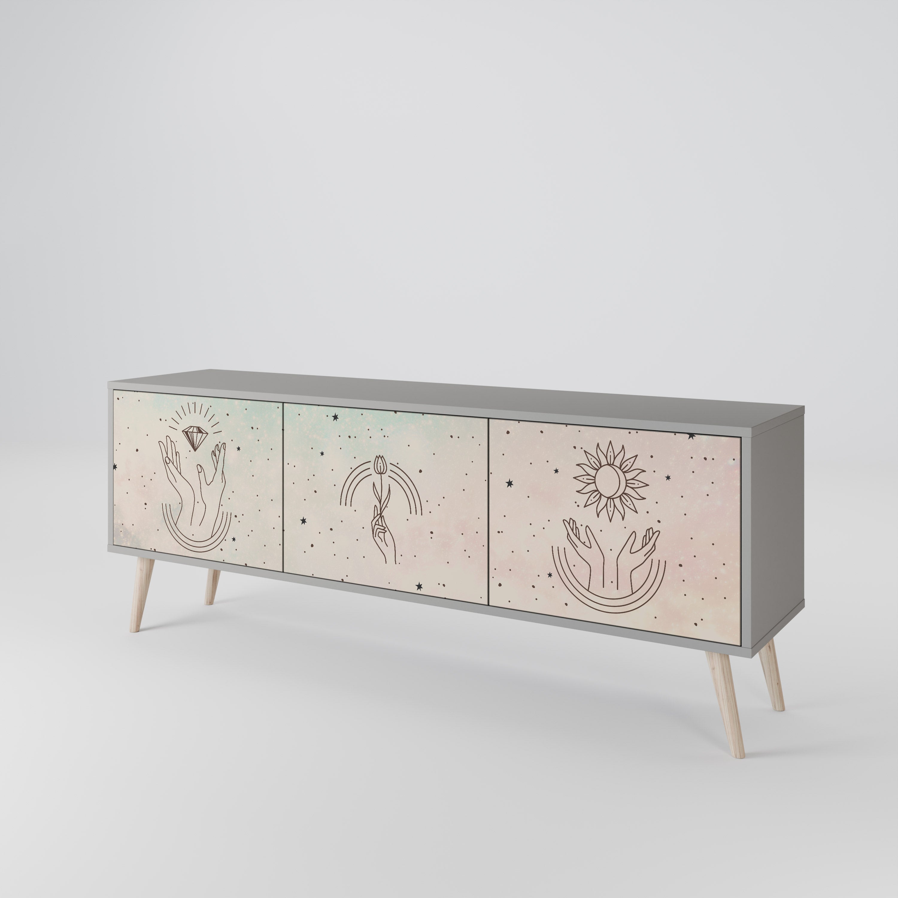 DELICATE BEAUTY TV-bänk med 3 dörrar