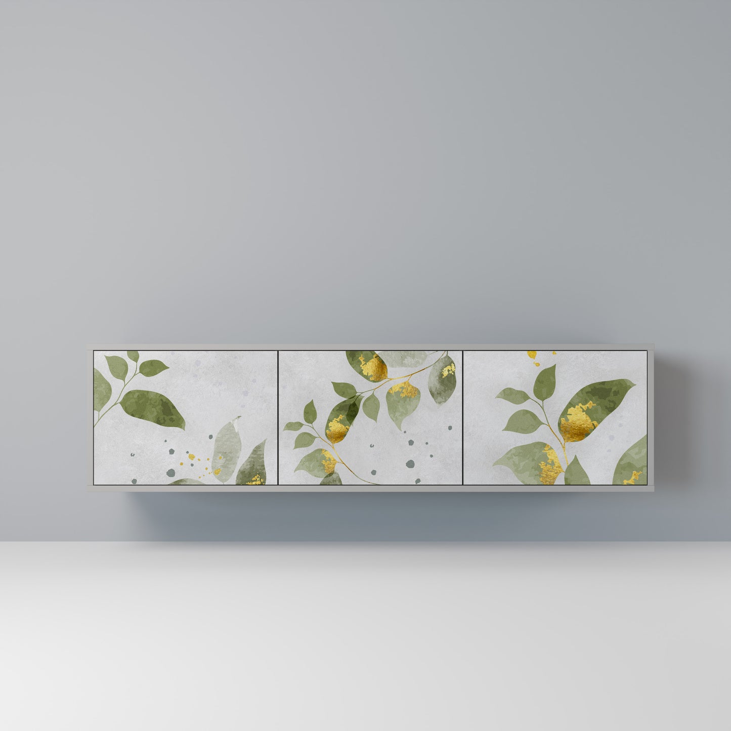 ELEGANT BOTANICS 3-dörrars TV-bänk i grå finish
