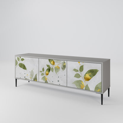 ELEGANT BOTANICS 3-dörrars TV-bänk i grå finish