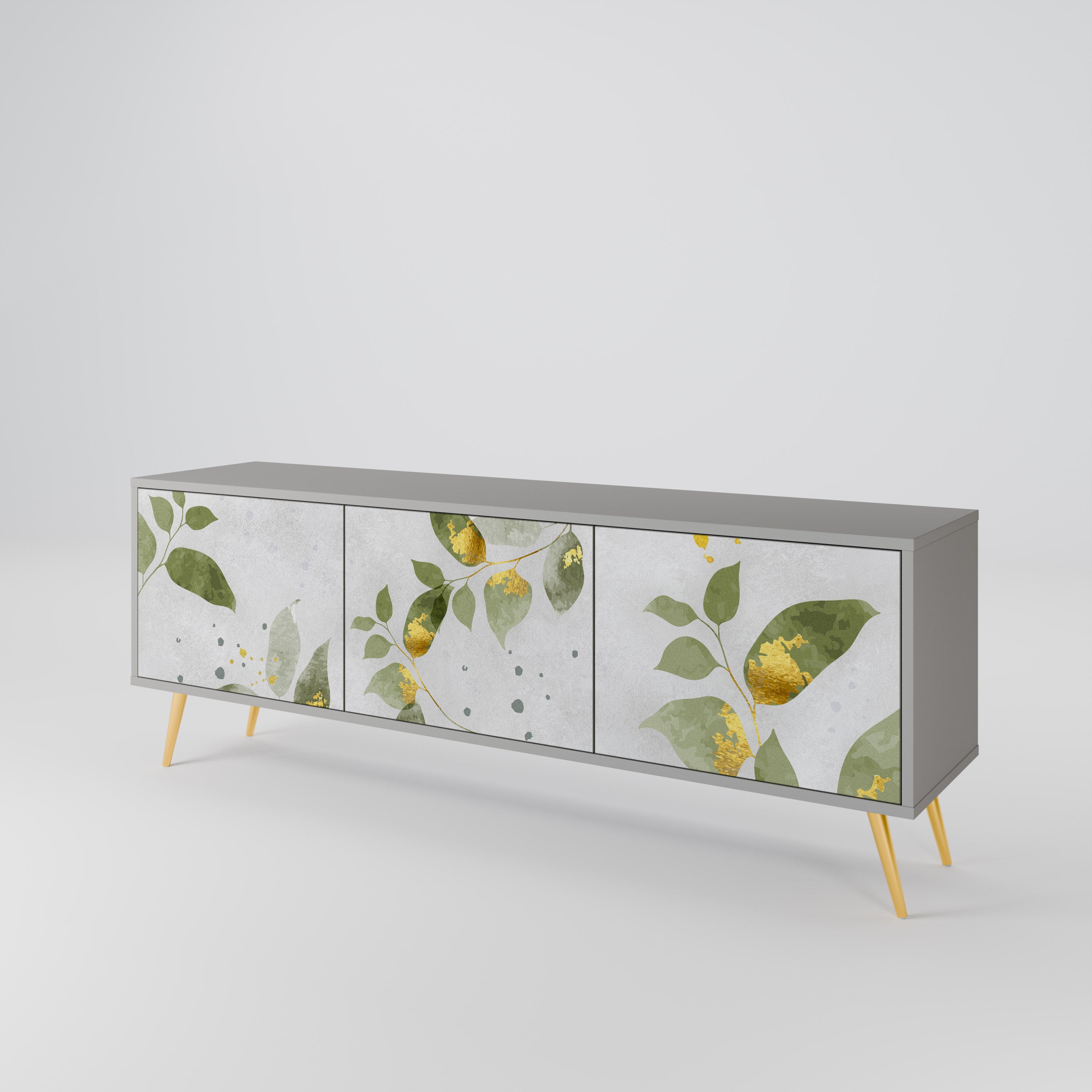 ELEGANT BOTANICS 3-dörrars TV-bänk i grå finish