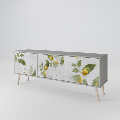 ELEGANT BOTANICS 3-dörrars TV-bänk i grå finish