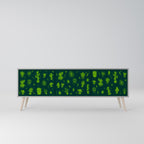 DESERT GREEN 3-Door TV Stand in Grey Finish