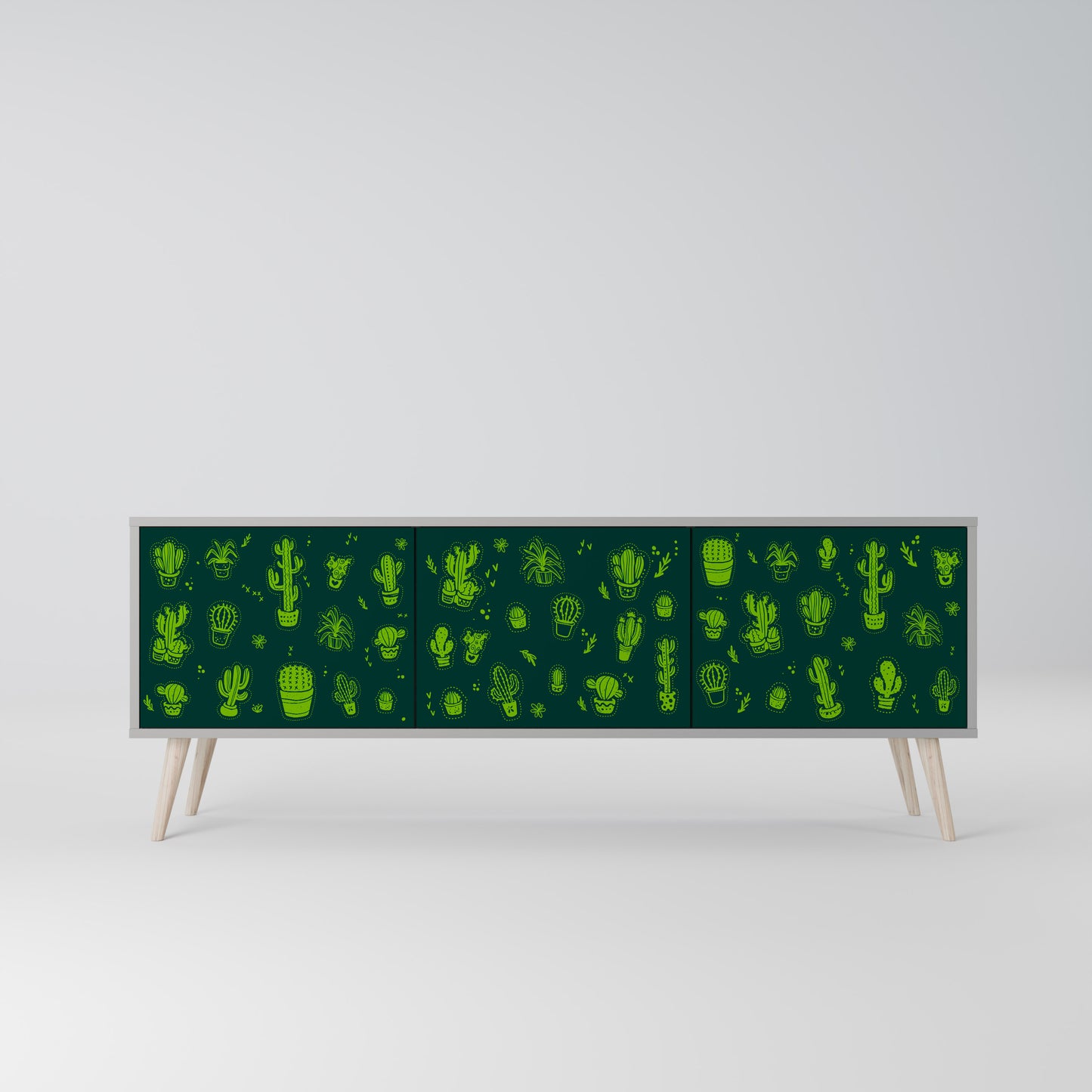 DESERT GREEN 3-dörrars TV-bänk i grå finish