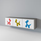 CHILDHOOD MEMORY 3-Door TV Stand in Grey Finish