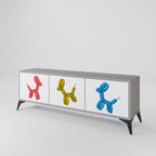 CHILDHOOD MEMORY 3-Door TV Stand in Grey Finish