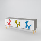 CHILDHOOD MEMORY 3-Door TV Stand in Grey Finish