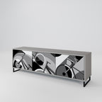 BIKE ENERGY 3-Door TV Stand in Grey Finish