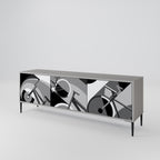 BIKE ENERGY 3-Door TV Stand in Grey Finish