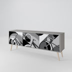 BIKE ENERGY 3-Door TV Stand in Grey Finish