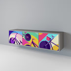 BIKE DREAMS 3-Door TV Stand in Grey Finish