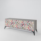 AUTUMN SUNDRIES 3-Door TV Stand in Grey Finish