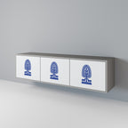 POLISH FOLK ART 3-Door TV Stand in Grey Finish