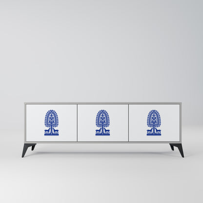 POLISH FOLK ART 3-dörrars TV-bänk i grå finish