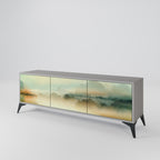 MORNING BY THE LAKE 3-Door TV Stand in Grey Finish