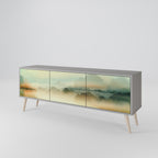 MORNING BY THE LAKE 3-Door TV Stand in Grey Finish