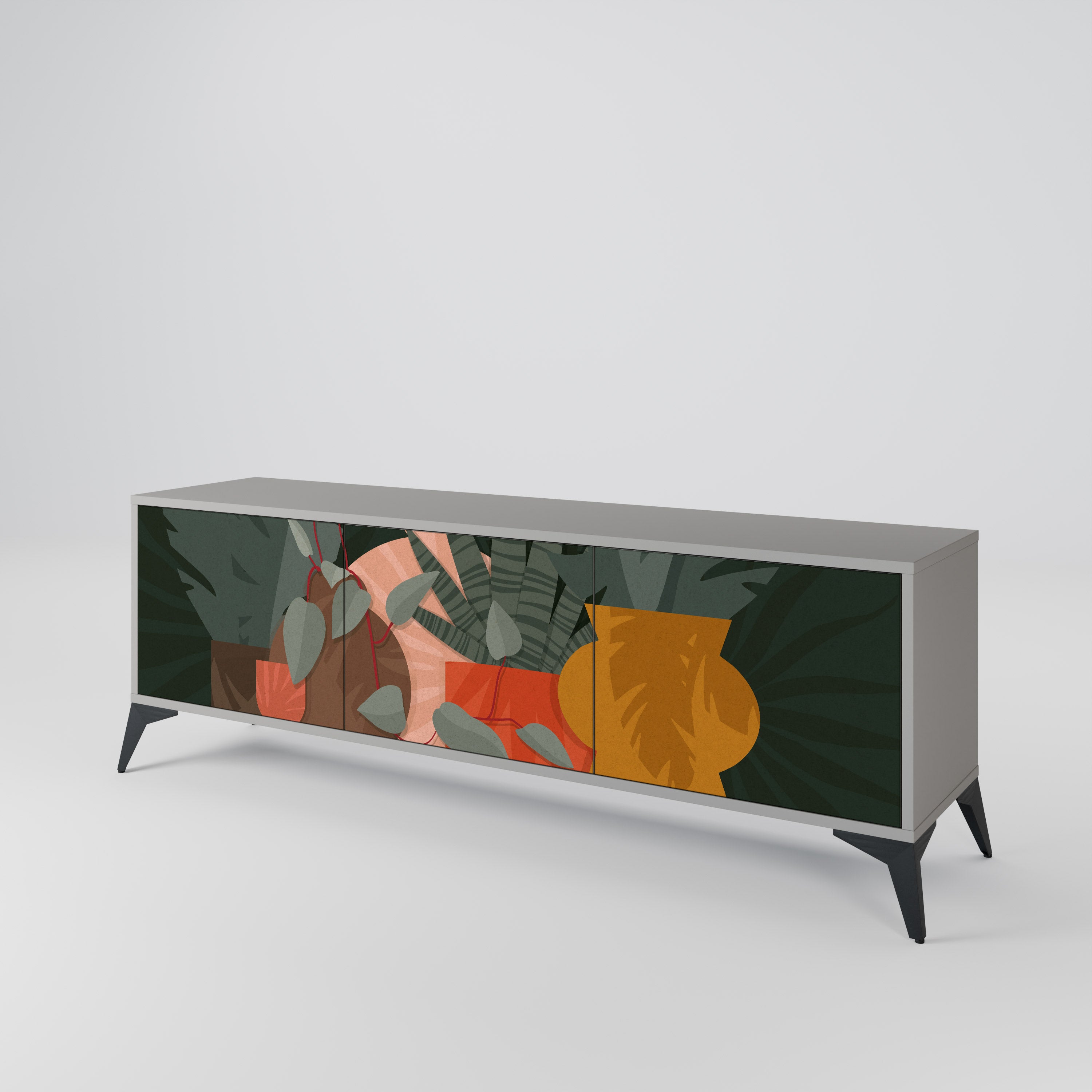 TROPICAL COMPOSITION TV-bänk med 3 dörrar