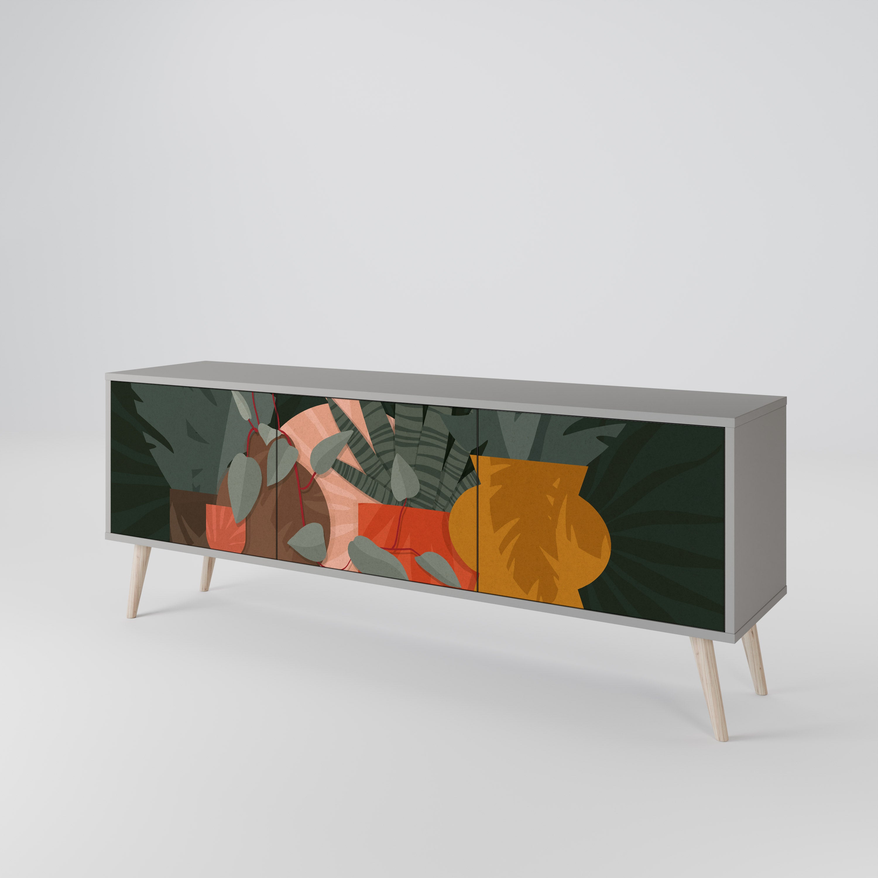 TROPICAL COMPOSITION TV-bänk med 3 dörrar