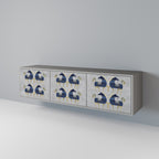 MAJESTIC STEED 3-Door TV Stand in Grey Finish