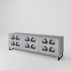 MAJESTIC STEED 3-Door TV Stand in Grey Finish