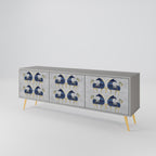 MAJESTIC STEED 3-Door TV Stand in Grey Finish