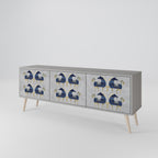 MAJESTIC STEED 3-Door TV Stand in Grey Finish